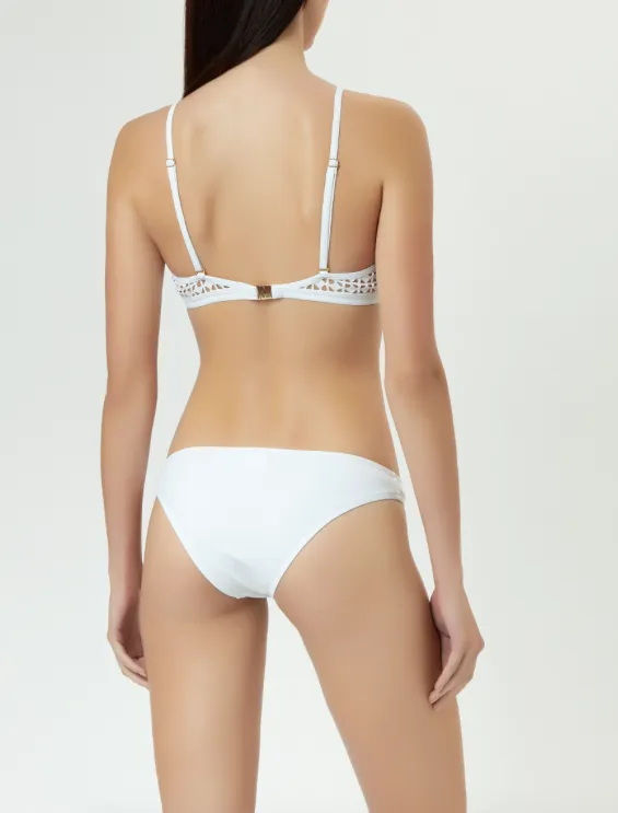 Aya Laser Cross Back Top in White/Nude