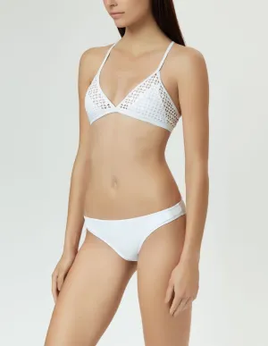 Aya Laser Cross Back Top in White/Nude
