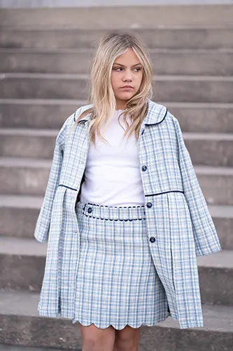 Britton Coat in Blue Jacquard Plaid