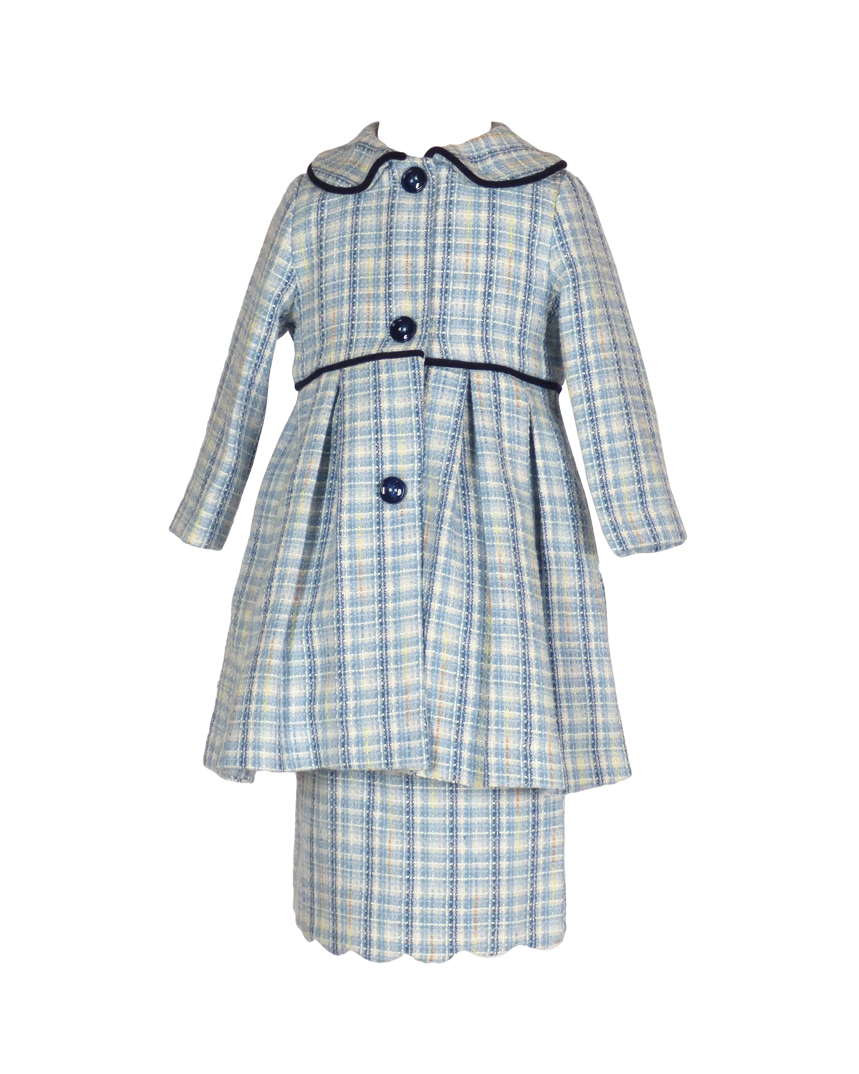 Britton Coat in Blue Jacquard Plaid