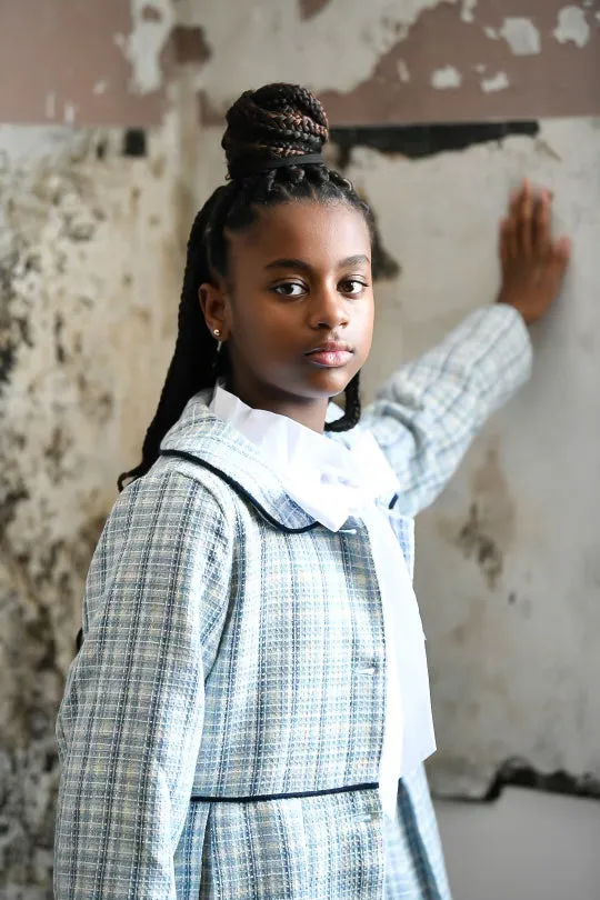 Britton Coat in Blue Jacquard Plaid