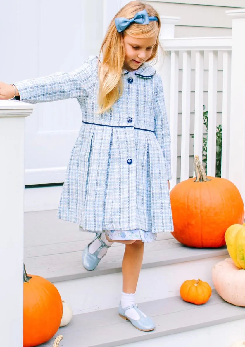 Britton Coat in Blue Jacquard Plaid