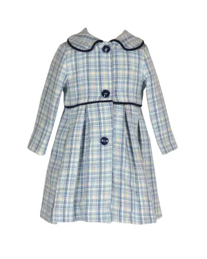 Britton Coat in Blue Jacquard Plaid