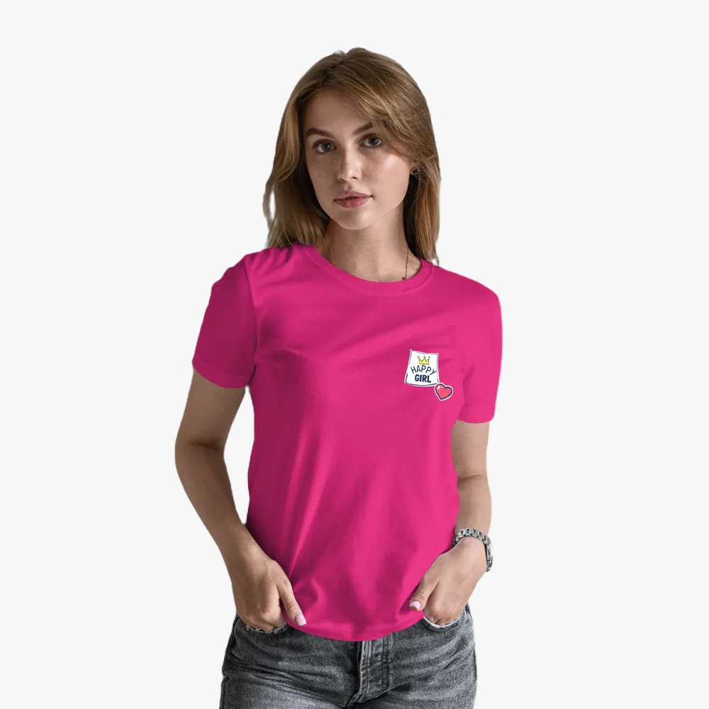 Buy Happy Girl T-shirts - Organic Womens Crew Neck Graphic T-Shirts