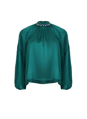 Cara Cadmium Green Satin Top