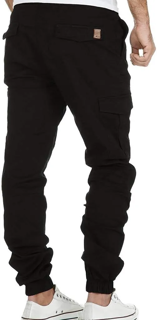 Cargo Sweatpants for Men Cargo Fleece Sweatpants Stretch Elastic Waist Jogger Sports Pants Drawstring Sports Trousers