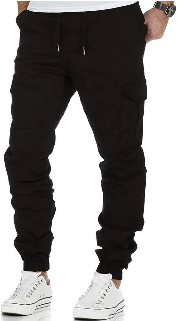Cargo Sweatpants for Men Cargo Fleece Sweatpants Stretch Elastic Waist Jogger Sports Pants Drawstring Sports Trousers
