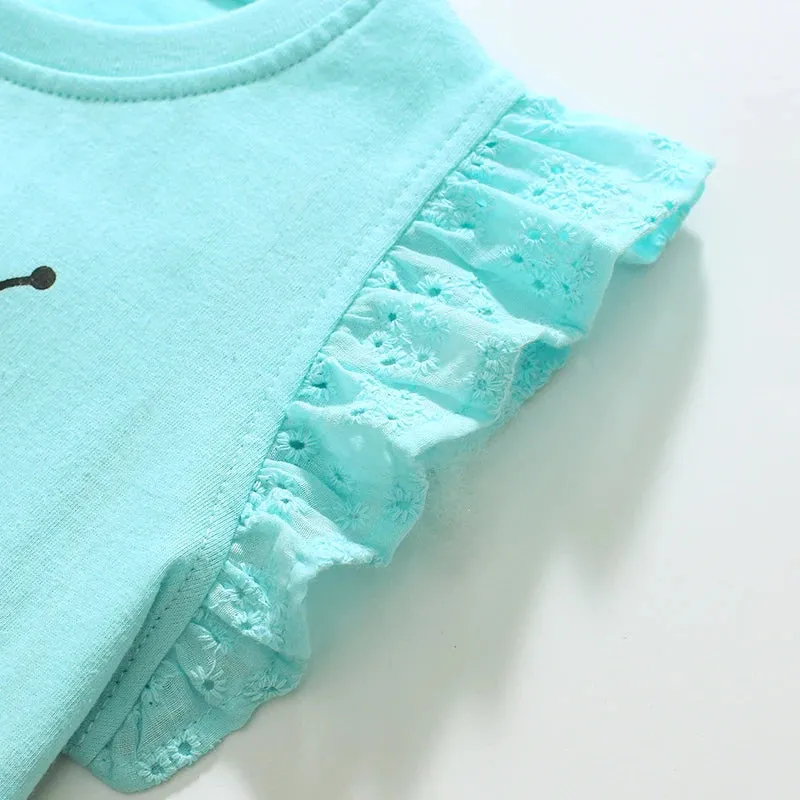 Cartoon Ladybug Design Little Girls Cotton Tops Tees