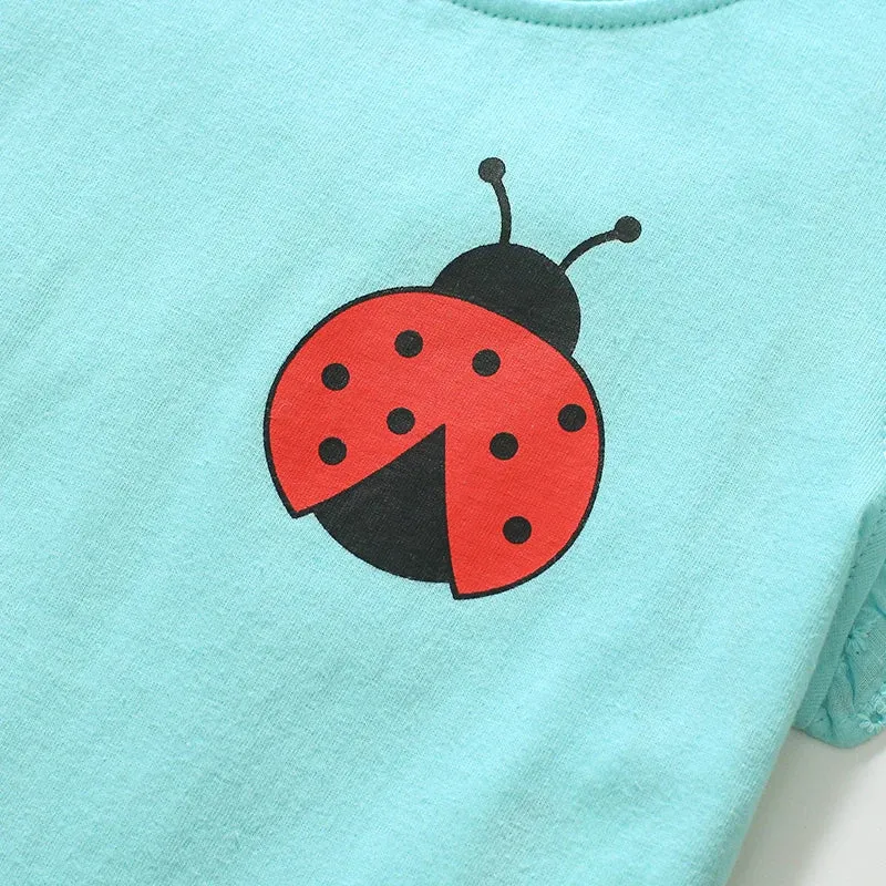 Cartoon Ladybug Design Little Girls Cotton Tops Tees