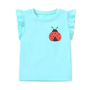 Cartoon Ladybug Design Little Girls Cotton Tops Tees