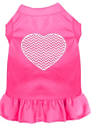 Chevron Heart Screen Print Dress Bright Pink Xl