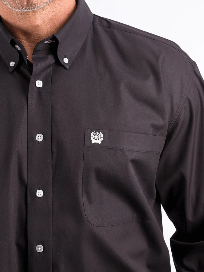 Cinch MT10320083 Mens Long Sleeve Button Down Western Shirt Solid Black