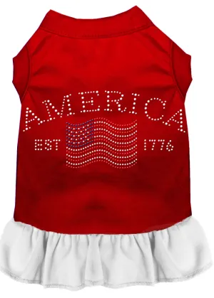 Classic America Rhinestone Dress Red With White Xl