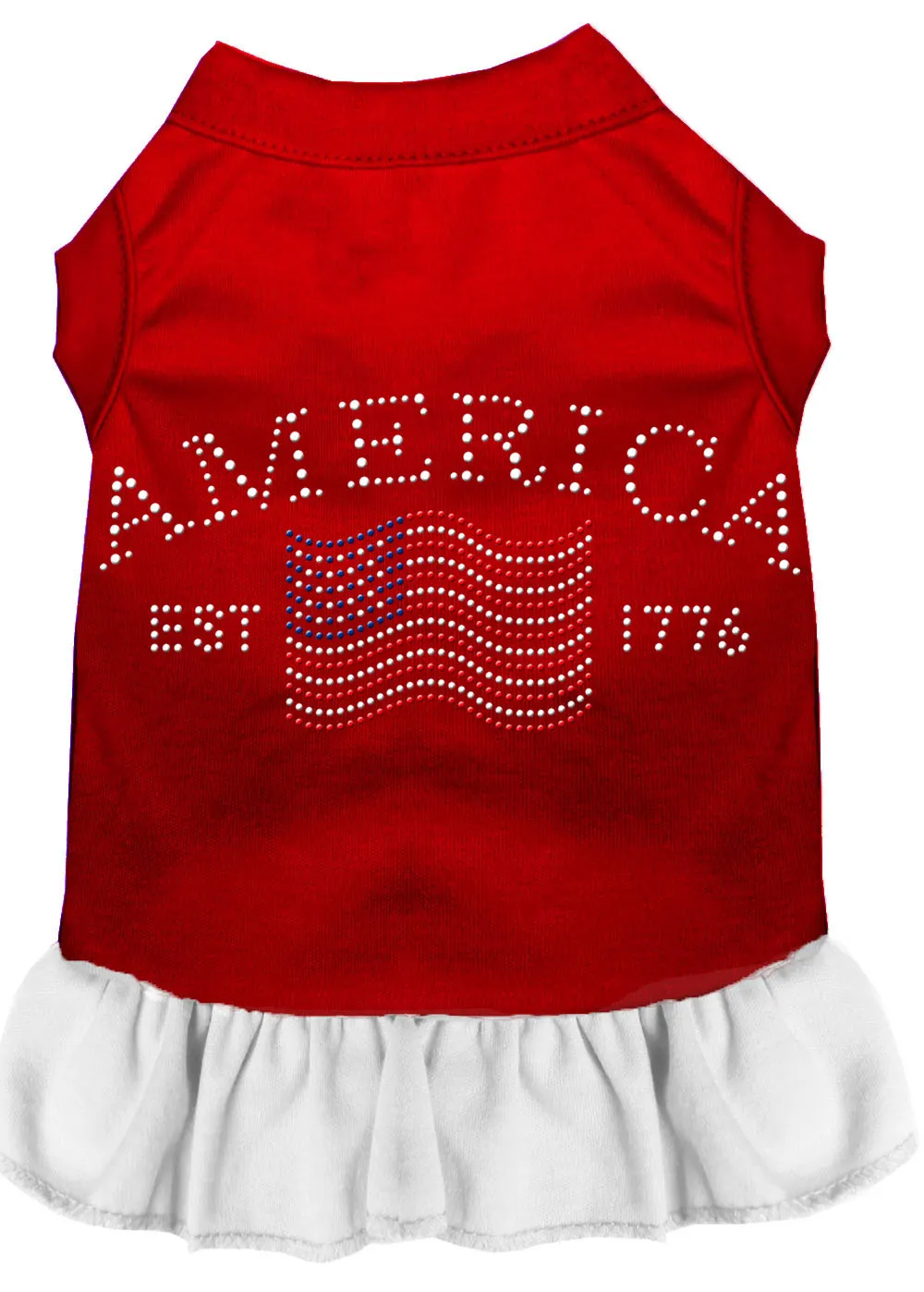 Classic America Rhinestone Dress Red With White Xl
