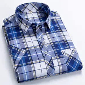 Classic Plaid Short Sleeved Shirts for Men