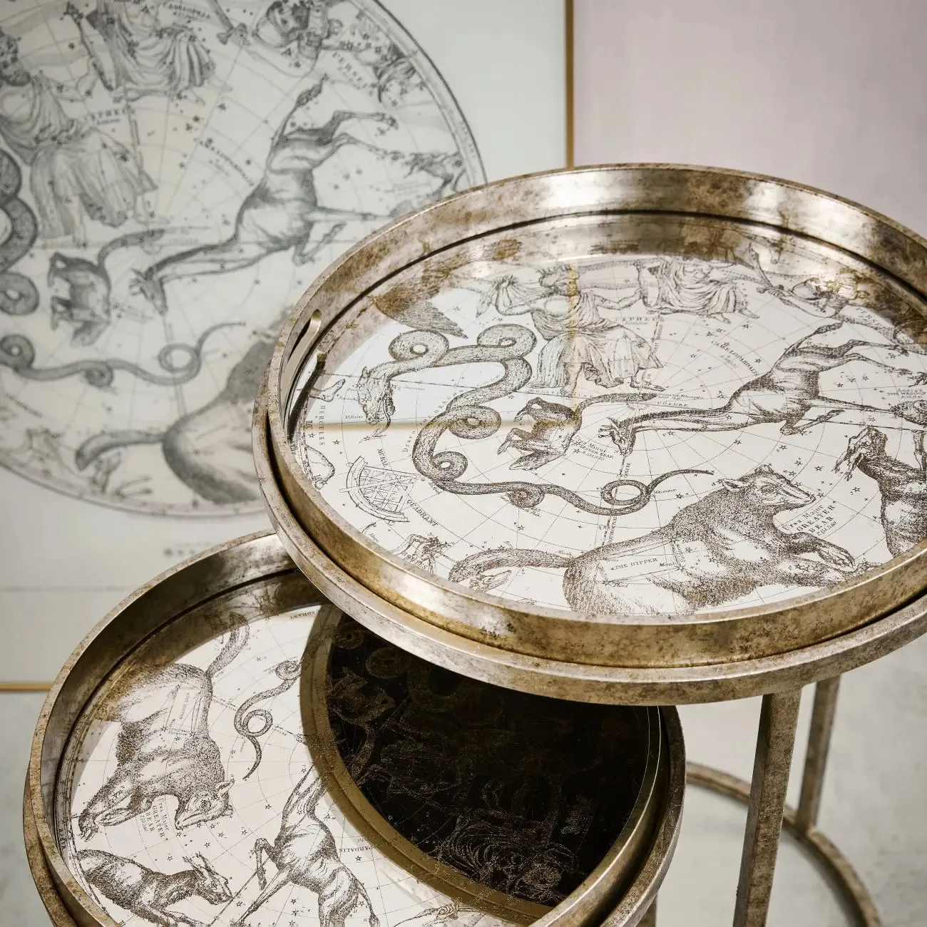 Constellation Map Tray Side Table Set of 2