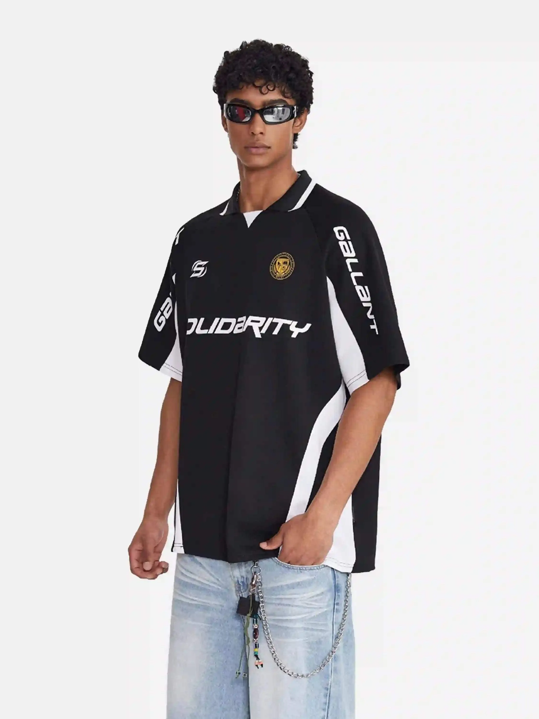 Disguisen American Trendy Brand Lapel Printed T-shirt