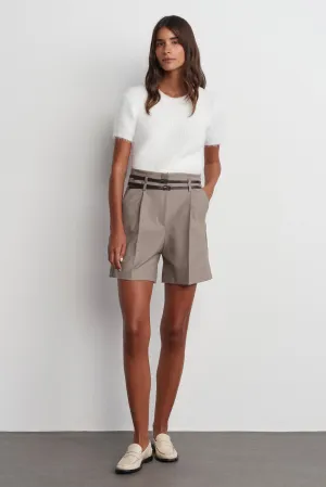 Double Belt Pleated Shorts