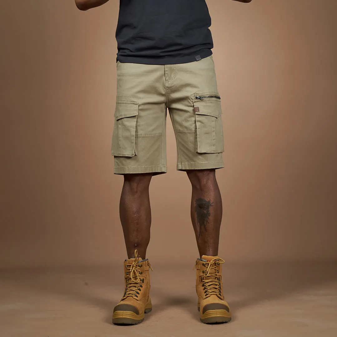 Dymaxa Zip Cargo Shorts Khaki