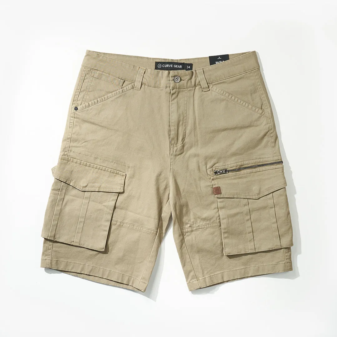 Dymaxa Zip Cargo Shorts Khaki
