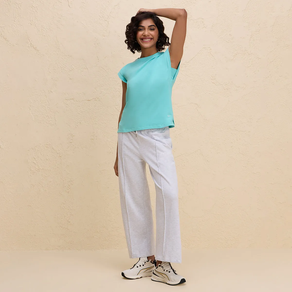 Extended Shoulder Cotton Tank Top with 2 Degree Cooling Tech-NYLE514-Turquoise