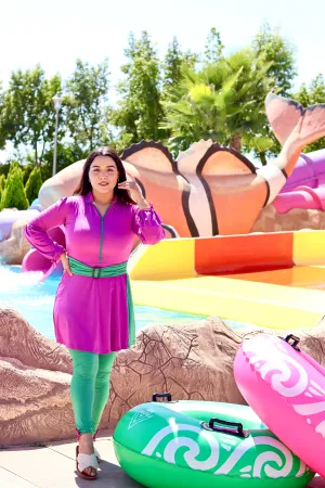 Fushia Palace-green and pink modest swimwear