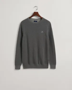 Gant Apparel Mens COTTON PIQUE C-NECK 92/DARK GREY MELANGE