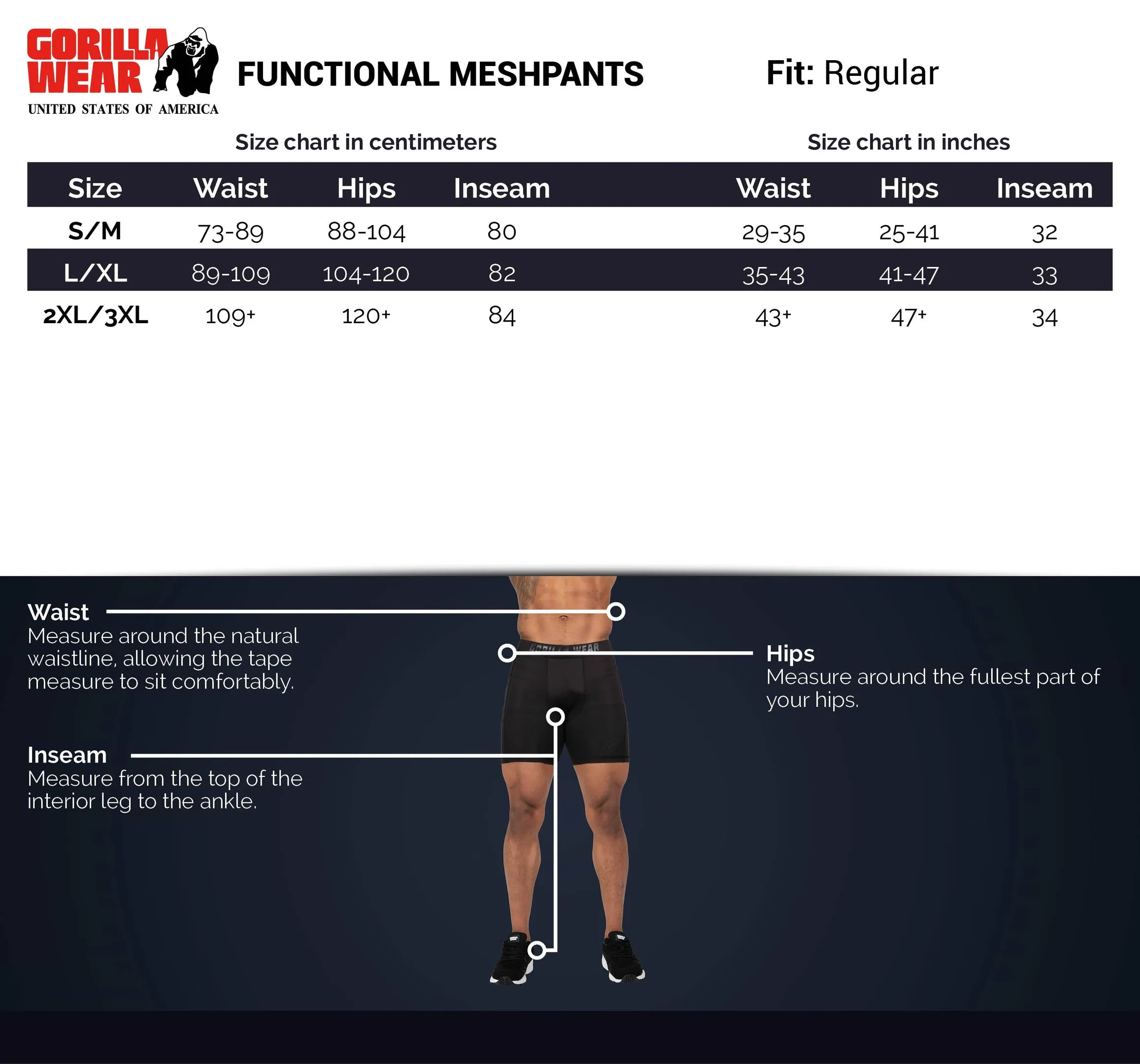Gorilla Wear Functional Mesh Pants - Black/White