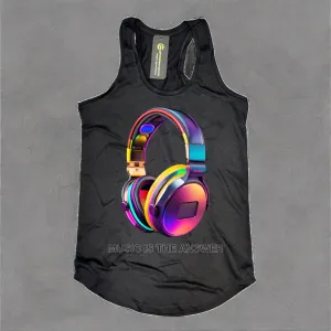 Headphones Music is the Answer Rainbow DTG Tank Top | Grooveman Music