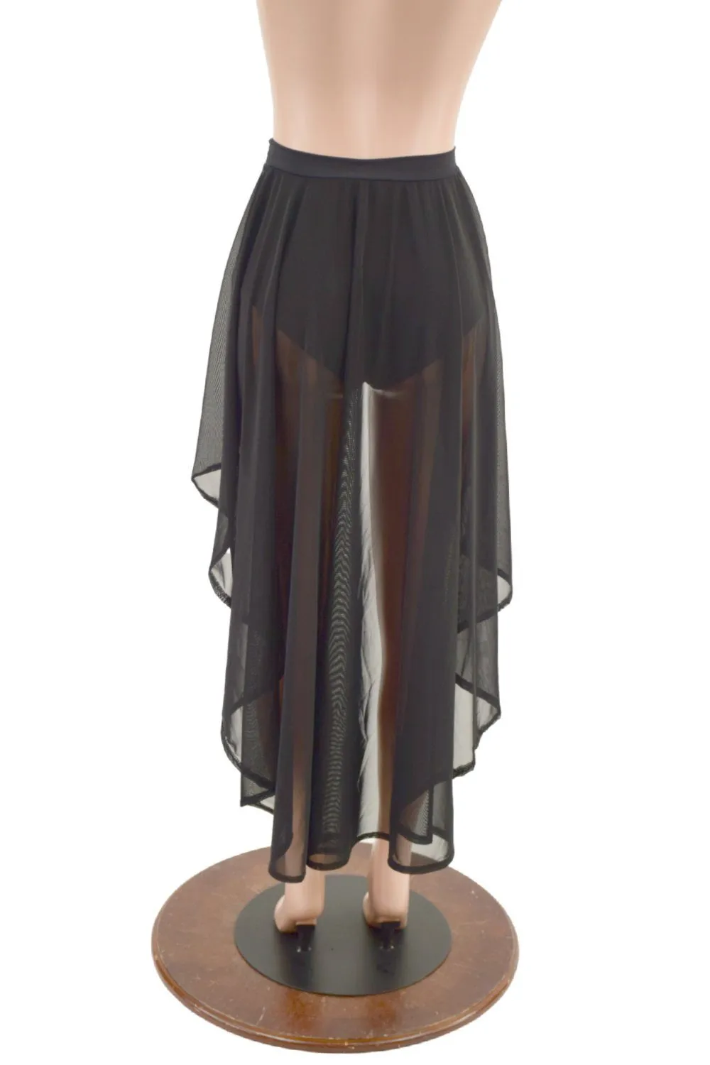 High Waist Siren Shorts with Attached Hi Lo Mesh Overskirt