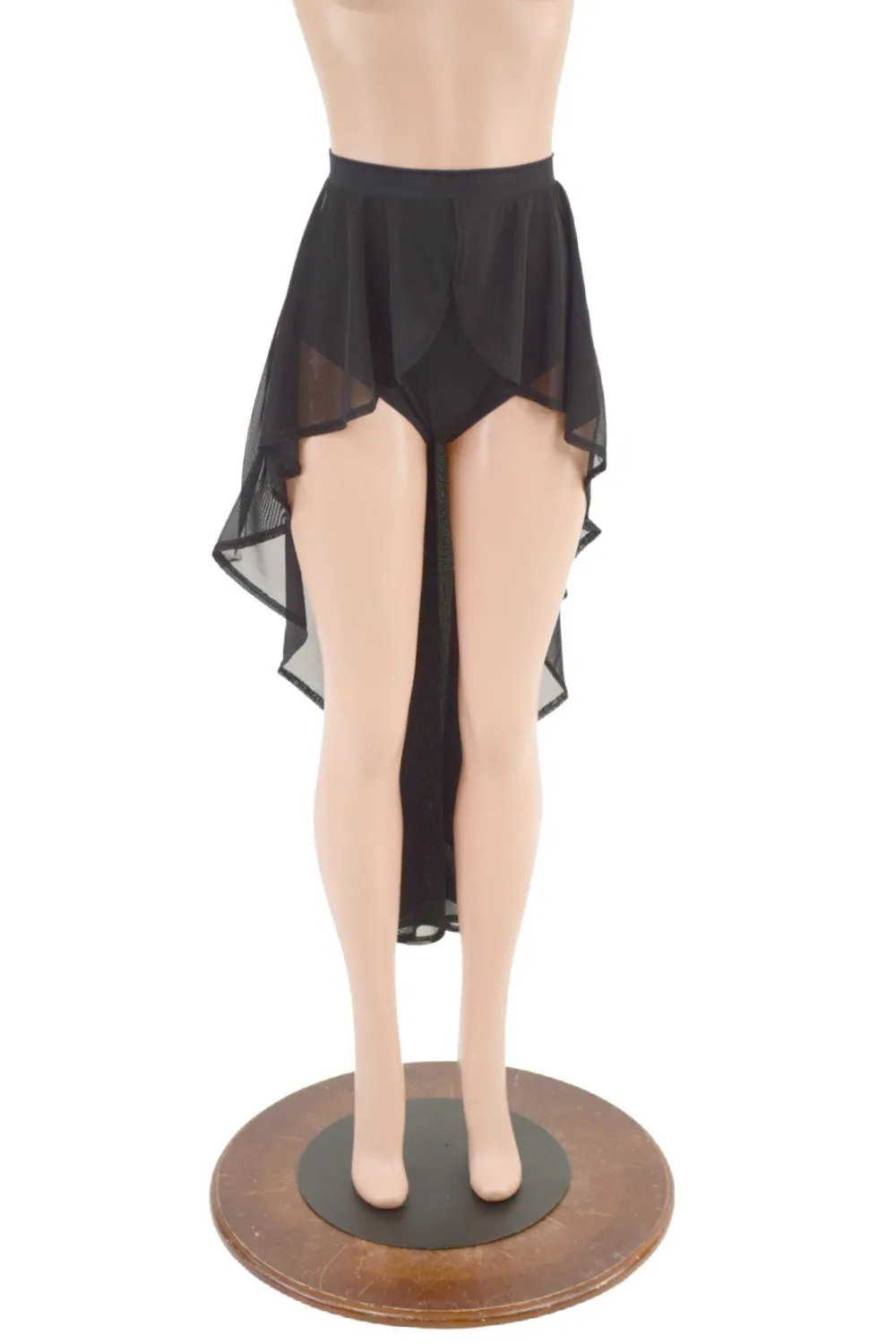High Waist Siren Shorts with Attached Hi Lo Mesh Overskirt