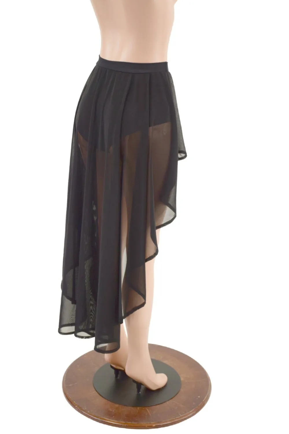 High Waist Siren Shorts with Attached Hi Lo Mesh Overskirt