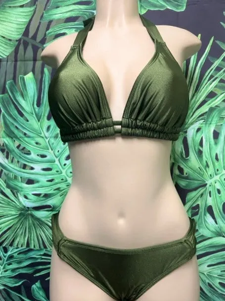 Lola Double String Bikini Top Olive You