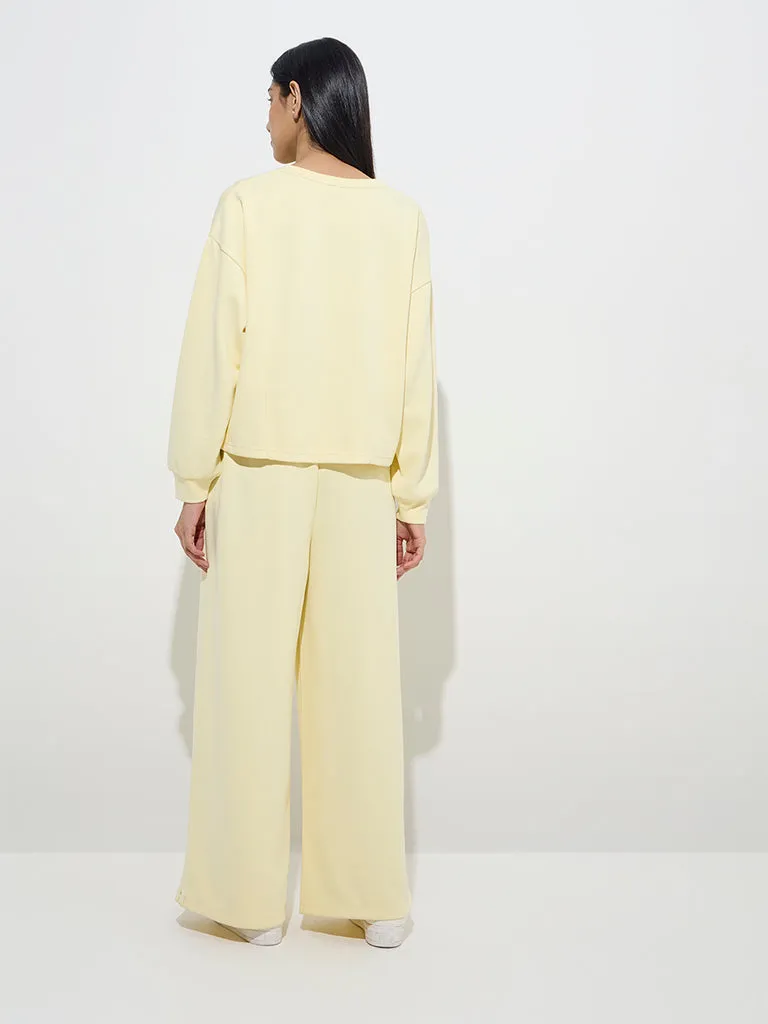 LOV Yellow Cotton-Blend High-Rise Track Pants