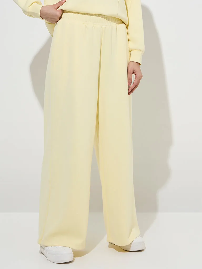 LOV Yellow Cotton-Blend High-Rise Track Pants