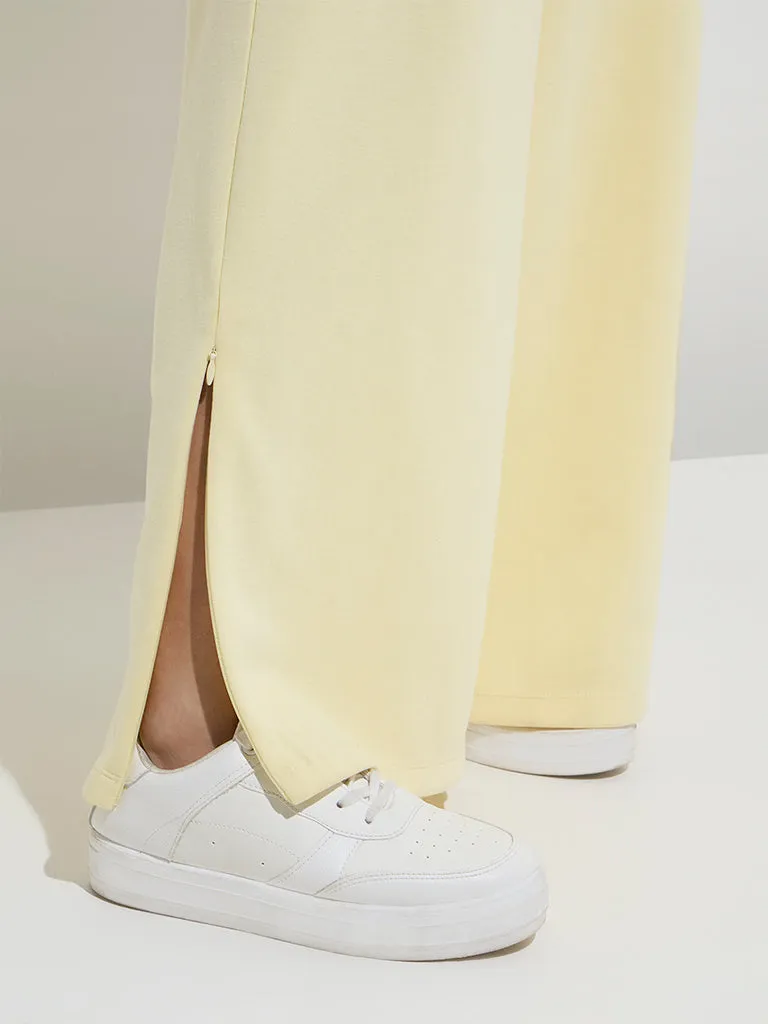 LOV Yellow Cotton-Blend High-Rise Track Pants