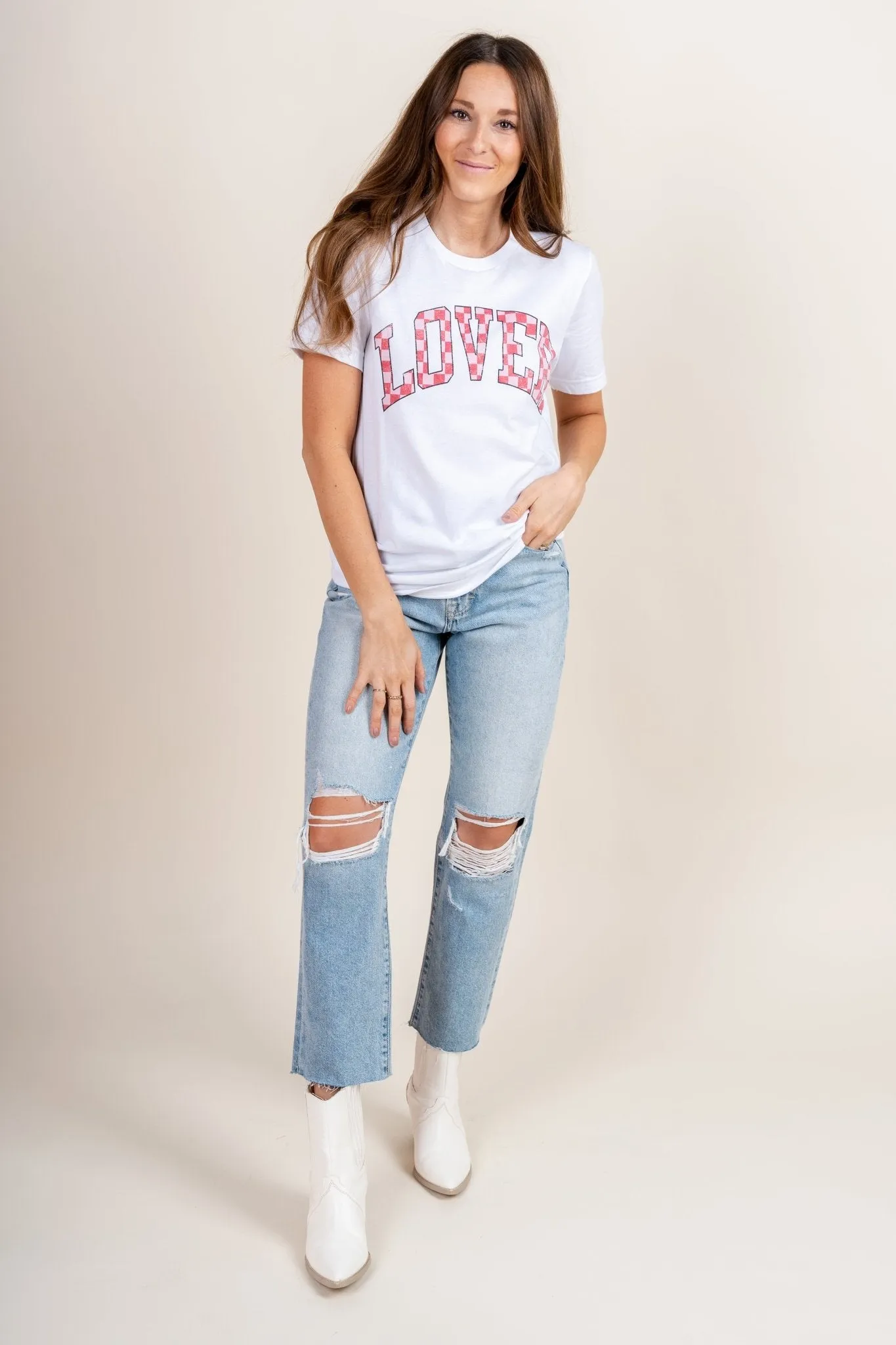 Lover checkered t-shirt white