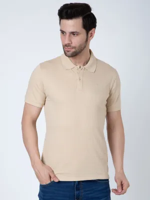 Men Polo Jacquard Beige T-Shirt