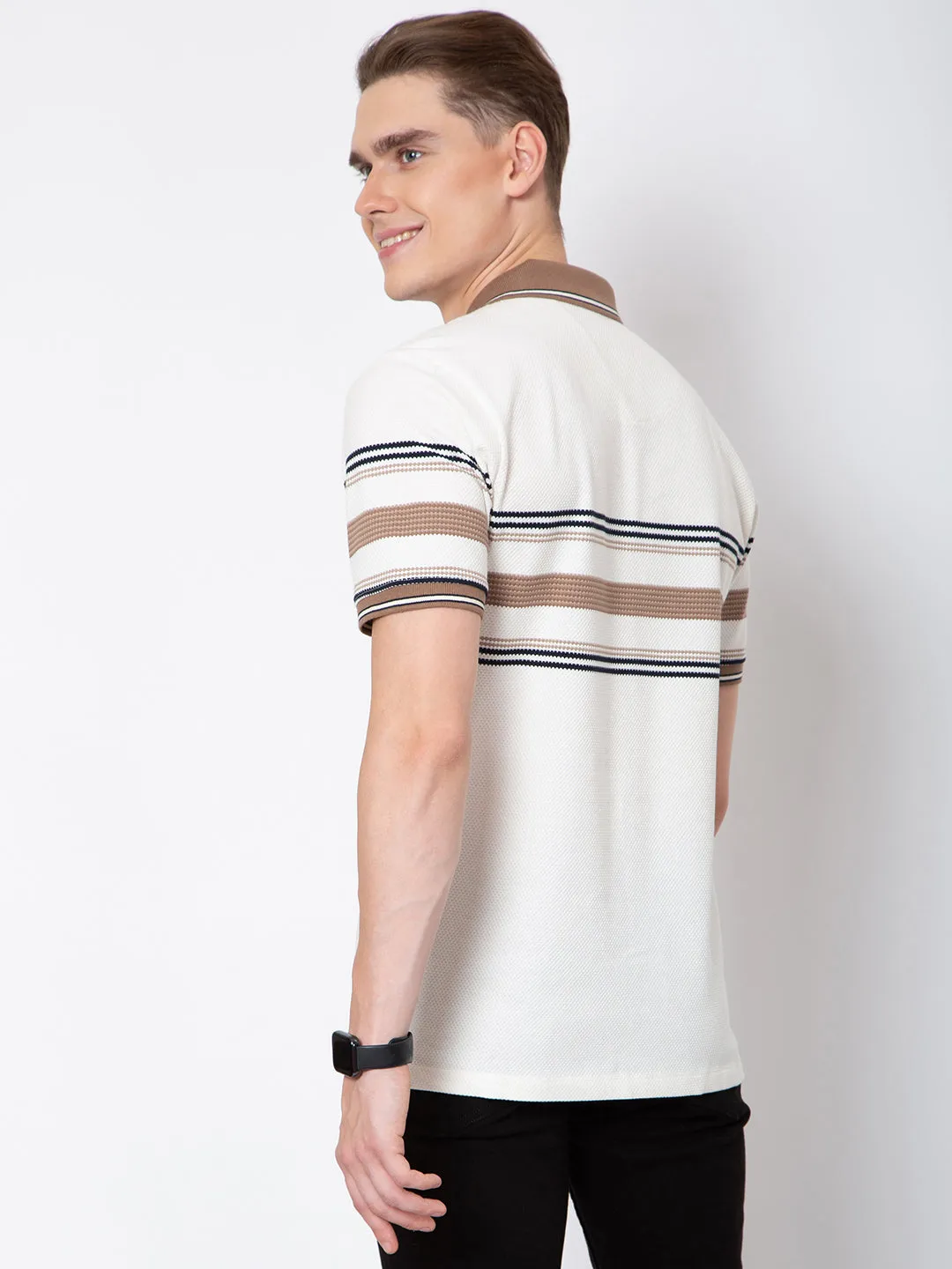 Men Polo Neck Waffle Knit Tshirt