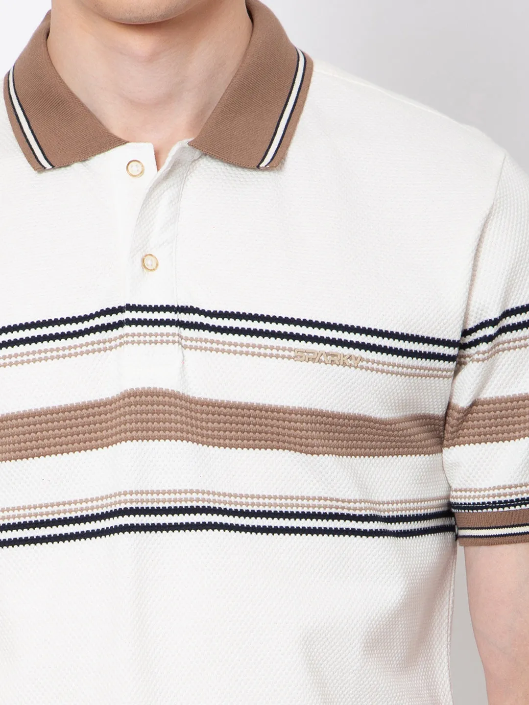 Men Polo Neck Waffle Knit Tshirt