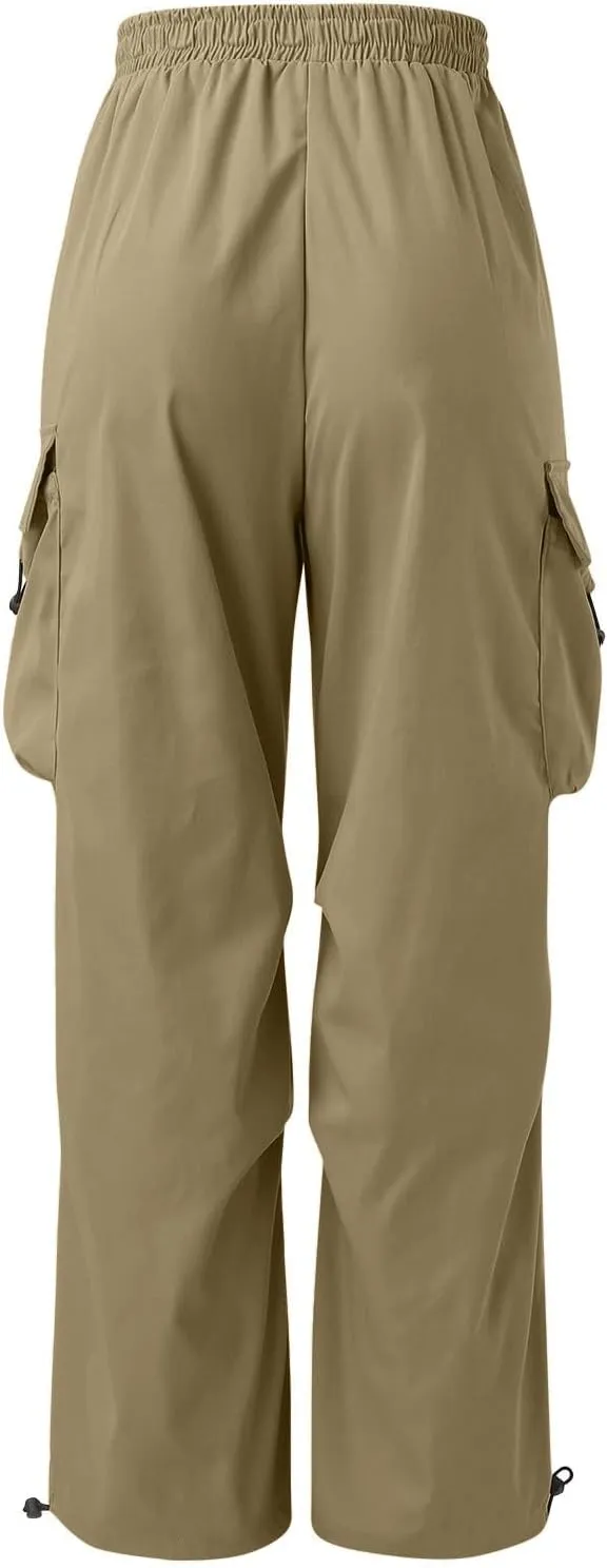 Men's Baggy Cargo Pants Drawstring Casual Y2K Parachute Pants Loose Fit Harem Joggers with Pockets