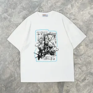 Men's trendy retro pattern casual loose T-shirt