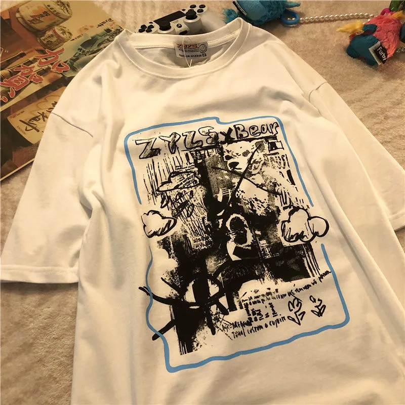 Men's trendy retro pattern casual loose T-shirt