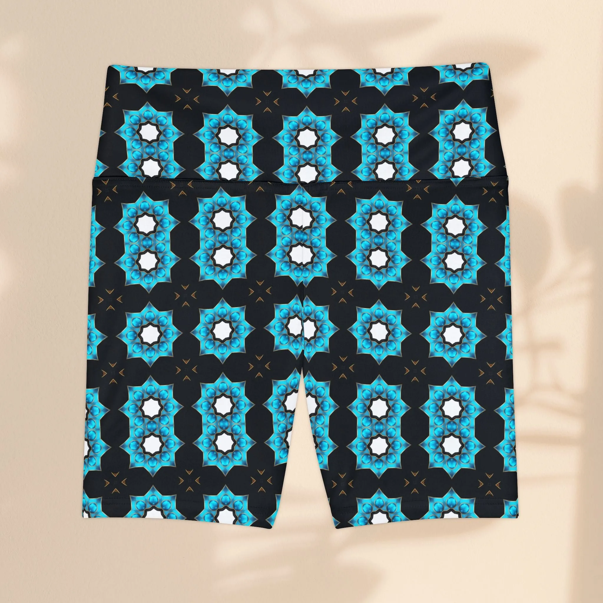 Message Pattern Women's Workout Shorts - Stylish Activewear with Blue Floral Design