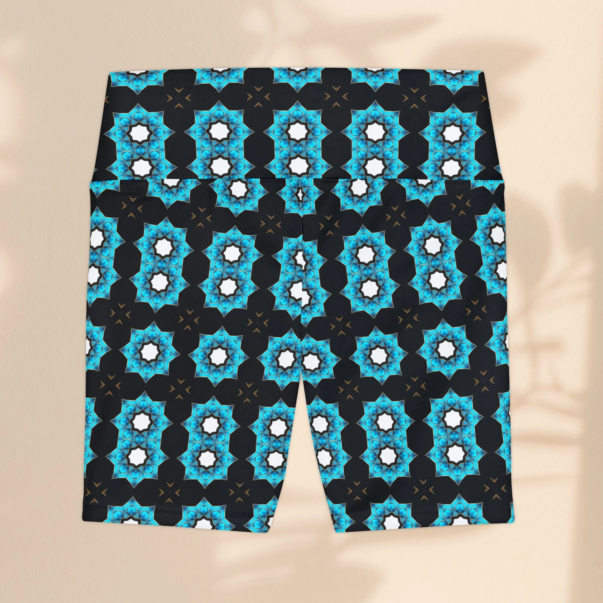 Message Pattern Women's Workout Shorts - Stylish Activewear with Blue Floral Design