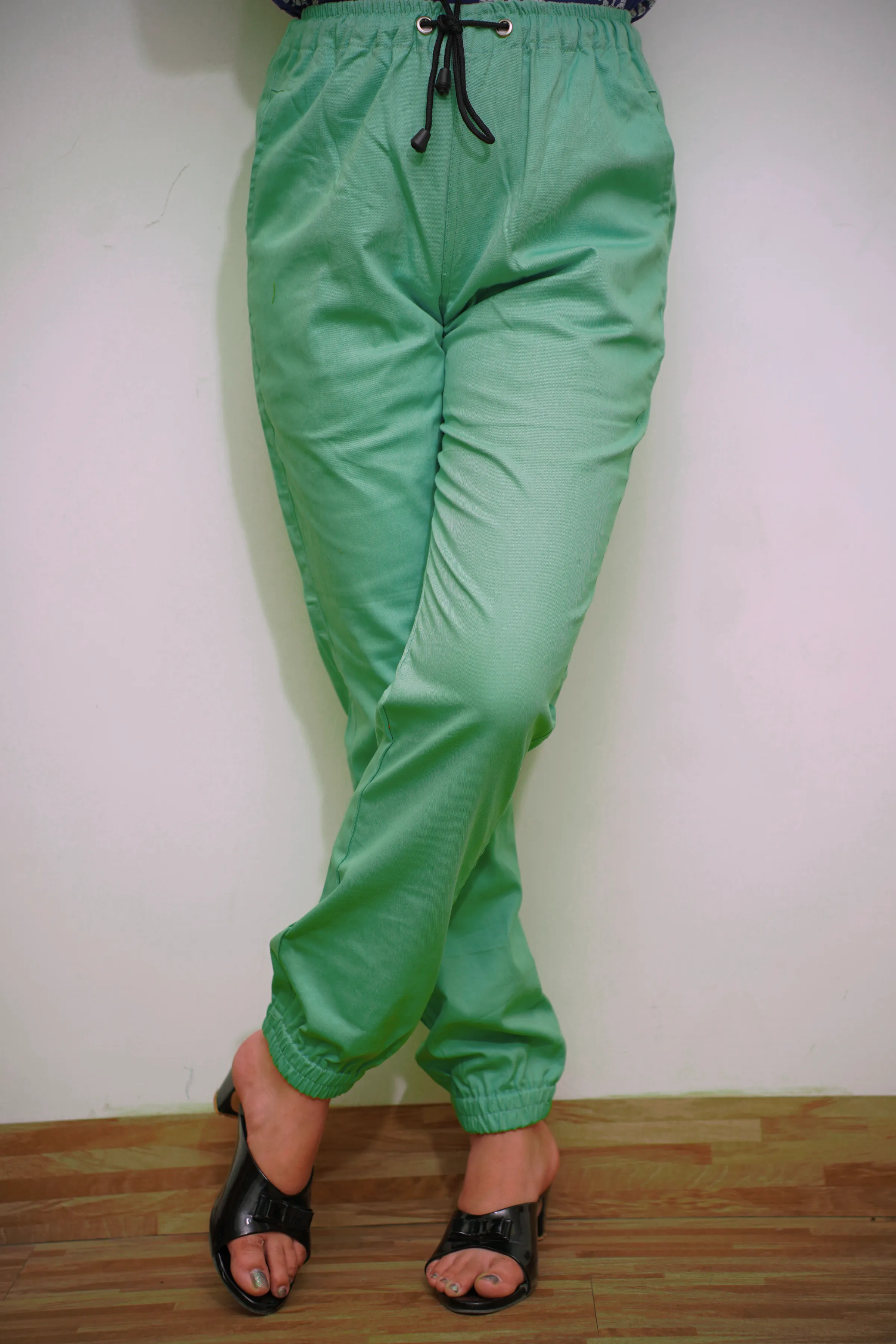 Mint Green Cotton Cargo Pants