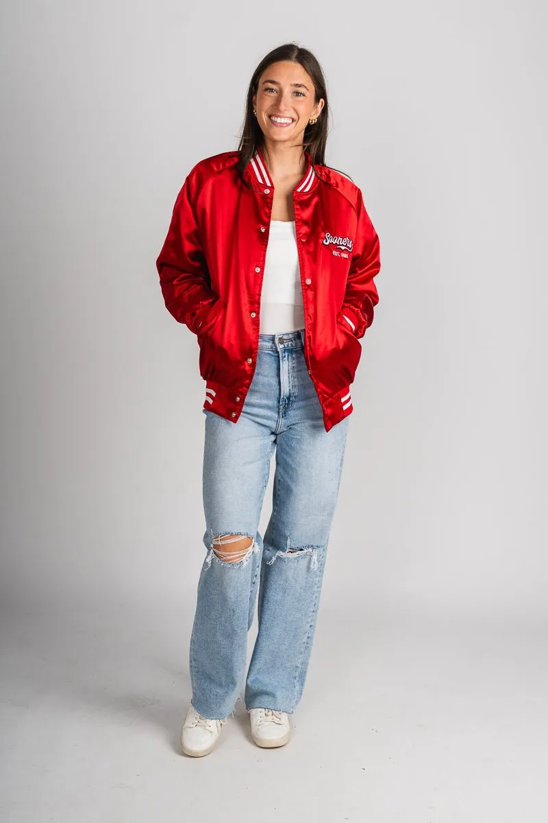 OU Sooners embroidered varsity jacket red