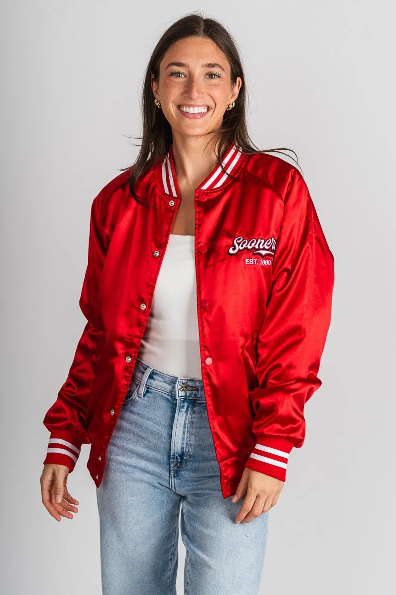 OU Sooners embroidered varsity jacket red