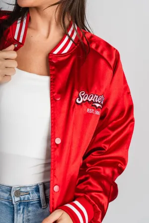OU Sooners embroidered varsity jacket red