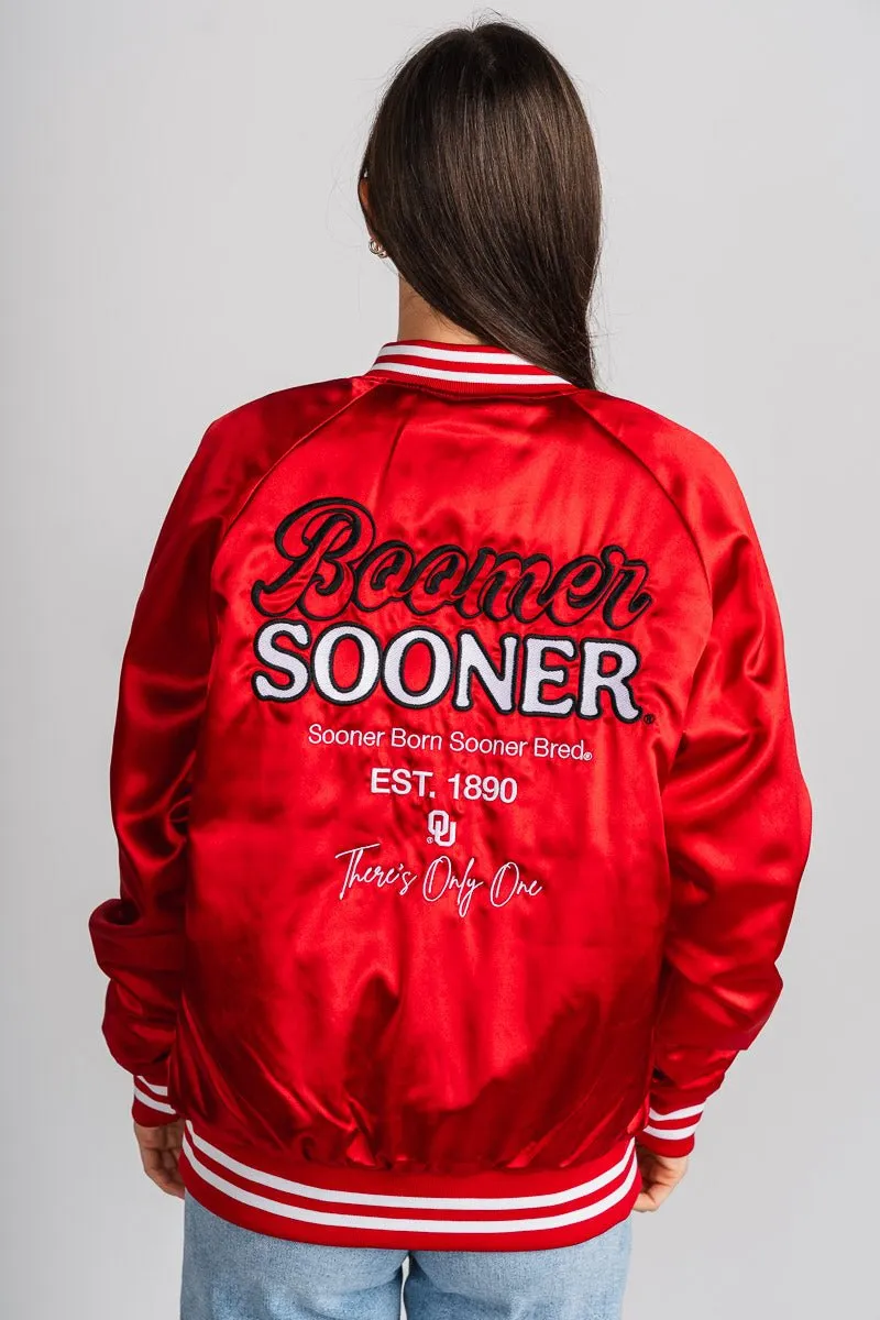 OU Sooners embroidered varsity jacket red